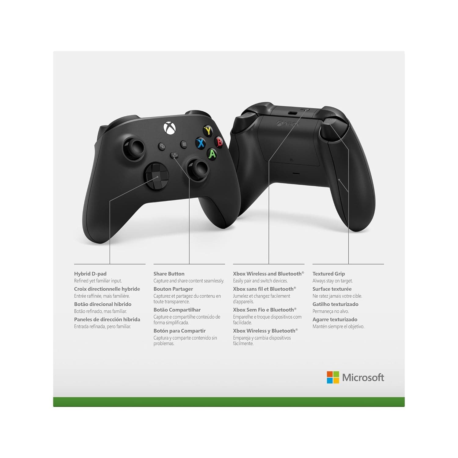 XBOX Wireless Gaming Controller | Carbon Black | Console, PC, & Cloud Devices | Textured Grip | Wireless, Bluetooth, USB-C Connectivity